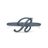 Initial R Alphabet Letter Name Monogram Stackable Trendy Ring Band Solid 925 Sterling Silver Thumb Ring (8.5mm)