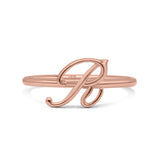 Initial R Alphabet Letter Name Monogram Stackable Trendy Ring Band Solid 925 Sterling Silver Thumb Ring (8.5mm)