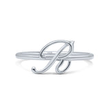 Initial R Alphabet Letter Name Monogram Stackable Trendy Ring Band Solid 925 Sterling Silver Thumb Ring (8.5mm)