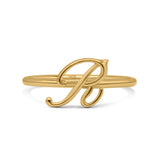 Initial R Alphabet Letter Name Monogram Stackable Trendy Ring Band Solid 925 Sterling Silver Thumb Ring (8.5mm)