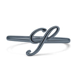 Initial S Alphabet Letter Name Monogram Stackable Trendy Ring Band Solid 925 Sterling Silver Thumb Ring (9mm)