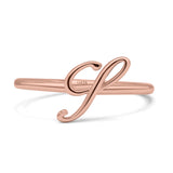 Initial S Alphabet Letter Name Monogram Stackable Trendy Ring Band Solid 925 Sterling Silver Thumb Ring (9mm)