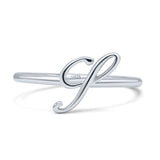 Initial S Alphabet Letter Name Monogram Stackable Trendy Ring Band Solid 925 Sterling Silver Thumb Ring (9mm)