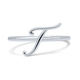 Initial T Alphabet Letter Name Monogram Stackable Statement Ring Band Solid 925 Sterling Silver Thumb Ring (10.1mm)