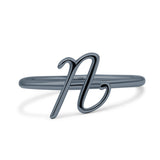 Initial U Alphabet Letter Name Monogram Stackable Statement Ring Band Solid 925 Sterling Silver Thumb Ring (10mm)