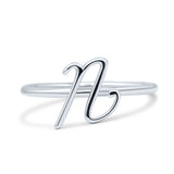 Initial U Alphabet Letter Name Monogram Stackable Statement Ring Band Solid 925 Sterling Silver Thumb Ring (10mm)