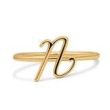 Initial U Alphabet Letter Name Monogram Stackable Statement Ring Band Solid 925 Sterling Silver Thumb Ring (10mm)