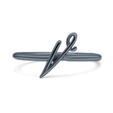 Initial V Alphabet Letter Name Monogram Stackable Statement Ring Band Solid 925 Sterling Silver Thumb Ring (10.4mm)