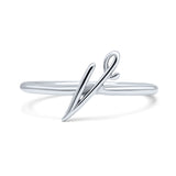 Initial V Alphabet Letter Name Monogram Stackable Statement Ring Band Solid 925 Sterling Silver Thumb Ring (10.4mm)