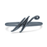 Initial W Alphabet Letter Name Monogram Stackable Statement Ring Band Solid 925 Sterling Silver Thumb Ring (8.6mm)