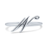 Initial W Alphabet Letter Name Monogram Stackable Statement Ring Band Solid 925 Sterling Silver Thumb Ring (8.6mm)