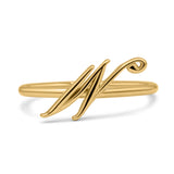 Initial W Alphabet Letter Name Monogram Stackable Statement Ring Band Solid 925 Sterling Silver Thumb Ring (8.6mm)