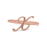 Initial X Alphabet Letter Name Monogram Fashion Band Thumb Ring (8.9mm)