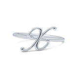 Initial X Alphabet Letter Name Monogram Fashion Band Thumb Ring (8.9mm)