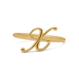 Initial X Alphabet Letter Name Monogram Fashion Band Thumb Ring (8.9mm)