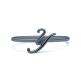 Initial Y Alphabet Letter Name Monogram Fashion Band Thumb Ring (8.5mm)