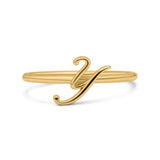 Initial Y Alphabet Letter Name Monogram Fashion Band Thumb Ring (8.5mm)
