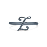 Initial Z Alphabet Letter Name Monogram Fashion Band Thumb Ring (9.4mm)