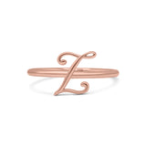 Initial Z Alphabet Letter Name Monogram Fashion Band Thumb Ring (9.4mm)