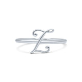 Initial Z Alphabet Letter Name Monogram Fashion Band Thumb Ring (9.4mm)