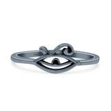 Protective Eye of Horus Statement Plain Ring Oxidized Band Solid 925 Sterling Silver Thumb Ring (6.4mm)