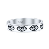 Delightful Eye Artisan Rounded Design Trendy Oxidized Band Solid 925 Sterling Silver Thumb Ring (3.8mm)