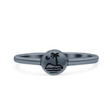 Delightful Moon Tree Beach Statement Earth Nature Design Oxidized Band Solid 925 Sterling Silver Thumb Ring (5.8mm)