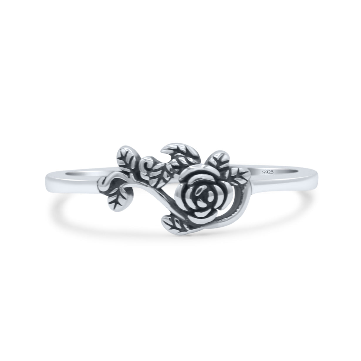 Attractive Rose Flower Of Love With Leaf Dainty Engraved Design