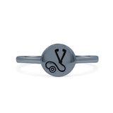 Custom Stethoscope ID Design Jewelry Oxidized Statement Ring Band Solid 925 Sterling Silver Thumb Ring (7.8mm)