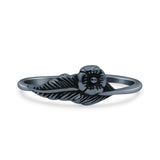 Dainty Leaf Flower Fashion Beautiful Oxidized Ring Band Solid 925 Sterling Silver Thumb Ring (6.3mm)