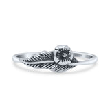 Dainty Leaf Flower Fashion Beautiful Oxidized Ring Band Solid 925 Sterling Silver Thumb Ring (6.3mm)