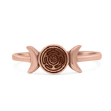 Crescent Half Moon Goddess Triple Statement Trending Oxidized Ring Band Solid 925 Sterling Silver Thumb Ring (6.2mm)