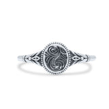 Dainty Handmade Traditional Stylish Oxidized Flower Design Band Solid 925 Sterling Silver Thumb Ring (8mm)