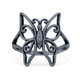 Beautiful Filigree Butterfly Designer Statement Fashionable Oxidized Band Solid 925 Sterling Silver Thumb Ring (19.5mm)