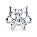 Beautiful Filigree Butterfly Designer Statement Fashionable Oxidized Band Solid 925 Sterling Silver Thumb Ring (19.5mm)