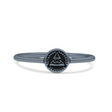 Classic Eye Of Providence Triangle Stackable Oxidized Statement Band Solid 925 Sterling Silver Thumb Ring (5.8mm)