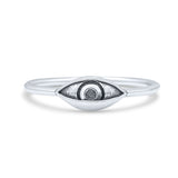 Unique Eyeball Oxidized Minimalist Half Closed Eye Fascinating Band Solid 925 Sterling Silver Thumb Ring (4.9mm)