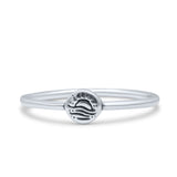 Ocean Engraved Style Oxidized Sunset Beach Minimalist Band Solid 925 Sterling Silver Thumb Ring (4.8mm)