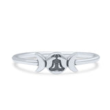 Inspire Buddha Meditation With Moon Phases Motivation Cultural Oxidized Statement Band Solid 925 Sterling Silver Thumb Ring (4.8mm)