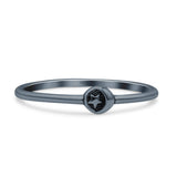 Classic Tiny Moon And Star Design Stackable Oxidized Statement Band Solid 925 Sterling Silver Thumb Ring (3.8mm)
