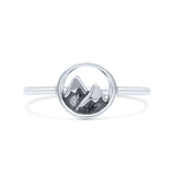 Dainty Snow Capped Mountain Unique Nature Lover Oxidized Finish Statement Thumb Ring Solid 925 Sterling Silver Band (8.9mm)