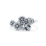 Antiqued Designer Flowers With Bee Oxidized Fashion Band Solid 925 Sterling Silver Thumb Ring (10.3mm)
