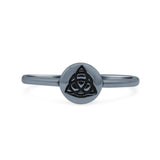 Irish Wicca Celtic Infinity Knot Triquetra Ancient Pagan Symbol Traditional Oxidized Band Solid 925 Sterling Silver Thumb Ring (6.5mm)