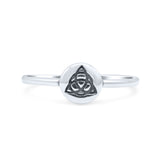Irish Wicca Celtic Infinity Knot Triquetra Ancient Pagan Symbol Traditional Oxidized Band Solid 925 Sterling Silver Thumb Ring (6.5mm)