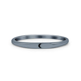 Tiny Pretty Small Crescent Half Moon Engraved Delightful Oxidized Simple Band Solid 925 Sterling Silver Thumb Ring (2mm)