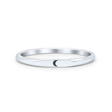 Tiny Pretty Small Crescent Half Moon Engraved Delightful Oxidized Simple Band Solid 925 Sterling Silver Thumb Ring (2mm)