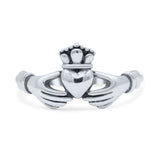 Traditional Irish Claddagh Celtic Knot Statement With Love Heart Design Oxidized Ring Band Solid 925 Sterling Silver Thumb Ring (9.9mm)