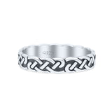 Antiquated Eternity Celtic Endless Knot Oxidized Circle Cultural Band Solid 925 Sterling Silver Thumb Ring (3.9mm)