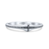 Classic Cross Designer Rounded Engraved Stackable Oxidized Statement Band Solid 925 Sterling Silver Thumb Ring (4.3mm)