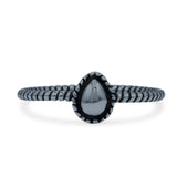 Delightful Stunning Twisted Rope Style Freshwater Pearl Fascinating Oxidized Statement Band Solid 925 Sterling Silver Thumb Ring (6.7mm)